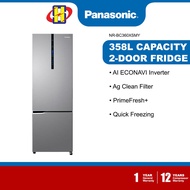 Panasonic Refrigerator (358L) AI ECONAVI Inverter PrimeFresh+ Bottom Freezer 2-Door Fridge NR-BC360XSMY
