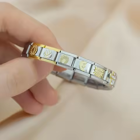 Hapiship 2024 New Elephant Sun Cross Bee Angel Camera Italian Charm Links Fit 9mm Bracelet Stainless