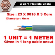 [1 unit = 1 meter] 23 x 0016 x 3core grey flexible cable home cable gray cable 3 wire home housing w