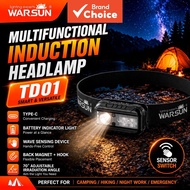 WARSUN TD01 LED,  Lampu Kepala WARSUN TD01 Boleh Cas Semula Dengan Sensor Gerakan LED Untuk Memancin