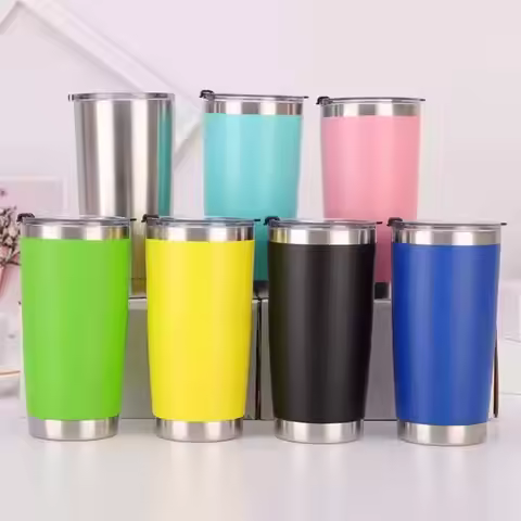 Steel Vacuum Cup 20oz Colorful Print Double Wall Beer Cooler Car Coffee Vacuum Flask