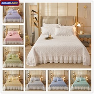 1 PC Princess Style Bedspread Queen/King /Super King Size White Color Double Lace Ruffles Quilting Mattress Cover/Blanket/Quilt/Pillowcase INTX