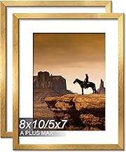 A PLUS MAX 8x10 Picture Frame Set of 2, Gold Engineered Wood Frame for 8 x 10 Inch Picture Poster Ph