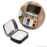 Sugar Watercolor Paint Box with Lid 12 Well Metal Paint Box Travel Paint Storage Box