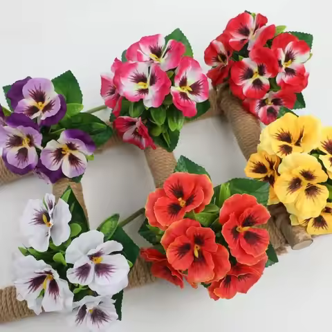 32cm Artificial Pansy Flowers Flowers Bundle Reusable Fake Flowers Weather Resistant No Fade UV Resi