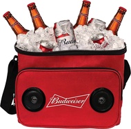 Budweiser Soft Cooler Bag with Built-in Rechargeable Wireless Bluetooth Speakers Foldable and Portab