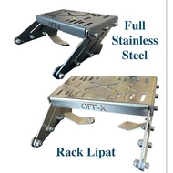 OFF-X Stainless Steel Rack Lipat Motor Box Belakang Adjustable Monorack Y15 Y16 LC135 NMAX Lagenda S