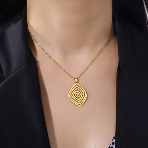 Skyrim Spiral Swirl Pendant Necklace Stainless Steel Gold Color Neck Chains Choker Fashion Geometric