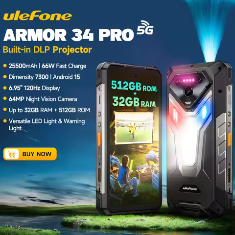 【2025 New】Ulefone Armor 34 Pro 5G AI Rugged Phone Smartphone Android 15 32GB+512GB 25500mAh Night Ca
