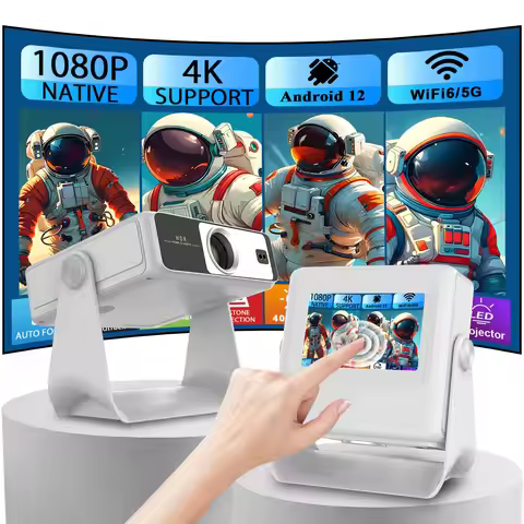 Netflix Movie Projector 7'' Touchscreen, Auto Keystone 4K 1080P - 30-300'' Display, Wireless Sync, B