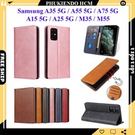 Samsung A35 5G, A55 5G, A15 5G, A25 5G, A75 5G, M35, M55 leather case in magnetic flip wallet form, 