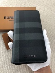 Burberry Long Wallet 全拉鍊 格仔 棉 黑色 長款 銀包