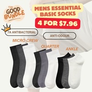(4 for $7.96) 💁🏻‍♂️🧦 Mens Essential Daily Crew Quarter Ankle Socks