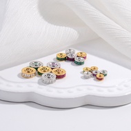 925 sterling silver|Diamond ring spacer beads colorful bracelet with diamond inserts wheel ring 4/6/