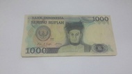 Uang kertas Lama kuno 1000 Rupiah 1987 Raja Sisingamangaraja XII