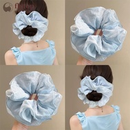 FLYTOP Korean Solid Color Ruffled Bubble Flower Hair Scrunchies Strong Elastic Ponytail Holder Sweet