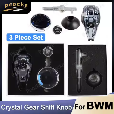 Crystal 3 Piece Set Gear Shift Knob Short Type for BMW F06 F12 F13 F18 F10 Gear Shift Rod F01 F02 F0