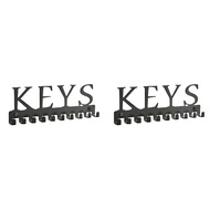 [sillyshuai]2X Key Holder Wall Mount Black Key Hanger Wall Decorative Key Rack Organizer Metal Keych