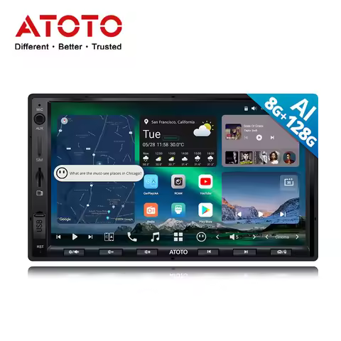 ATOTO 7 inch QLED Android 13 Car Stereo 2Din Bluetooth Multimedia Player Carplay Screen Android Auto