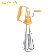 ANTIONE Egg Beater Cooking Baking Cream Milk Frother Rotary Stainless Steel Plastic Handle Manual Multi-function Blender