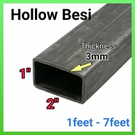 1"x2" (Thickness 3mm) Besi Hollow Rectangular Mild Steel Besi 1ft -7ft (BP1)