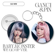 GANTUNGAN HOLOGRAM KEYCHAIN BABYMONSTER PIN WE GO UP 58MMKeychain KPOP KEYCHAIN UNOFFICIAL AHYEON
