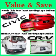 Honda Civic 2022 - 2025 Honda CRV Black Edition Rear Trunk Wording Logo Emblem Glossy Black Exterior