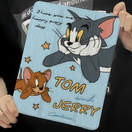 Tom and Jerry IPad Three Fold Protective Case Compatible for IPad 2022 10.9 Inch 10th Gen IPad 9th 8th 7th 6th Generation Pro 9.7 Air 4 Mini 6 Ultra Cover with Pen Slot