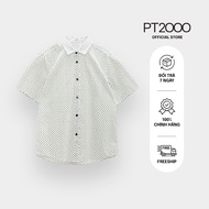 Men's short-sleeved, straight-form patterned shirt PT2000, cool, youthful cotton fabric (SMM-N940)