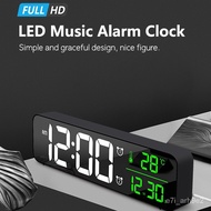 LED Digital Ala Clock Snooze Mic Temperature Date Display Desktop Strip Mirror Brightness Adjtment Wall Mount Clocks