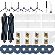 32 Pek Aksesori Alat Ganti C20 Omni untuk Kit Vakum Robot Eufy C20 Omni, 2 Berus Roller, 6 Berus Sis