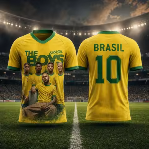 Unisex Brazil Neymar Junior No.10 Football Match Training Clothes Summer Sports Men T-shirt Children