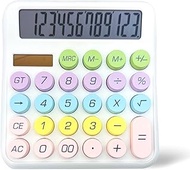 Cute Desktop Calculator, 12 Digits Large Calculator with Clear LCD Display and Large Button, Solar/B