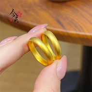 ring woman ring men Gold Shop Same Style Sand Gold 999 Ancient Law Plain Circle Solid Frosted Closed
