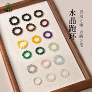 Ring accessories Obsidian white crystal aquamarine jewelry ring