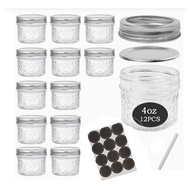 [jwerlyday]12 Pcs 4 Oz Jar with Airtight LidsWide Mouth Small Glass JarsMini Glass Canning Jar Kitch