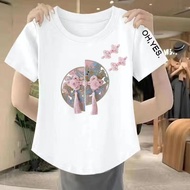 【ks1189.my】 纯棉中国风短袖T恤女春夏季宽松时尚百搭新中式简约遮肉上衣Cotton Chinese style short sleeved T-shirt for women in spri