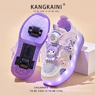 Girls Walking Shoes Children's Roller Shoes Double Wheel Hidden Kuromi Walking Skates Light AE96