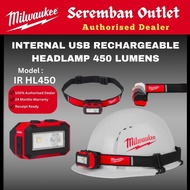 Milwaukee Internal Rechargeable Headlamp 450 Lumens / IR HL450 / Head Lamp / Head Light / Lampu Sulu