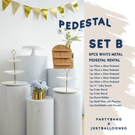 🇸🇬 [Rental] - 4 Days Dessert Table Rental 5pcs White Plinth Metal Pedestal Cylinder Wedding Birthday Baby Shower Gender