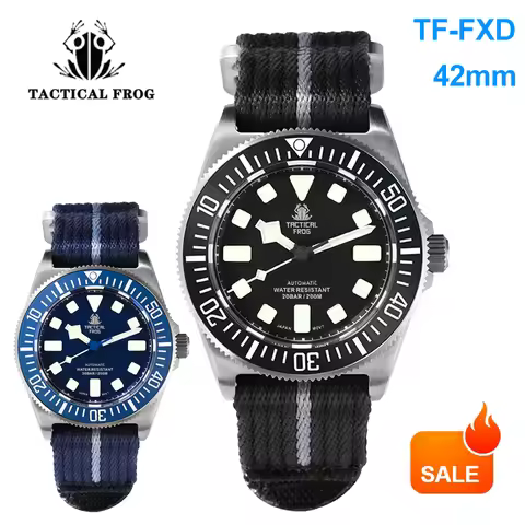 Tactical Frog Titanium Mechanical Watch 42mm FXD Men Watch NH35 Automatic Movement Sapphire 200m Wat
