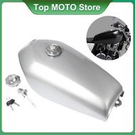 Motorcycle Universal 9L 2.4Gal Gas Tank Cafe Racer Vintage Fuel Tank with Cap Switch For Honda CG125