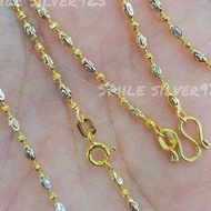 พ15 สร้อยคอ ลายอโวคาโด 2มิล เงินแท้ 92.5% Italy ชุบ2กษัตริย์ (WG+G)