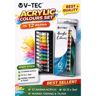 V-TEC Acrylic Paint Set 12 Colors x 3ml VT 312A - Acrylic Paint Color Painting Paint Craft