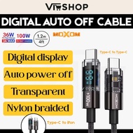 【100% BERKUALITI】Moxom Type-C ke Type-C / iP 1.2m PD 100W 36W, auto off, digital kabel Android / iP 