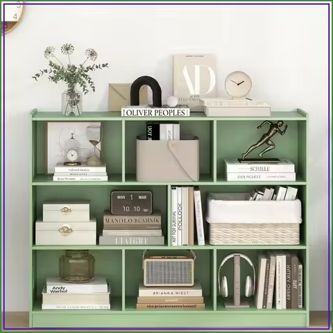3-Tier 8-Cube Bookshelf, Open Storage Display Cabinet, 48"W x 12.5"D x 36.5"H, Green