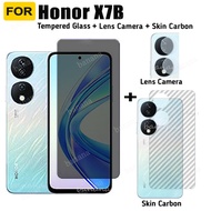 Huawei X7B Anti-spyTempered Glass for HuaweiX7A X8A X6A X8B Privacy Screen Protector Tempered Glass 3 in 1 Carbon Fiber Film and Camera Protector