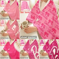 Pink Barbie  Flannel Snap-button Blanket, Multi-functional Flannel Shawl, Wearable for Office Use, O
