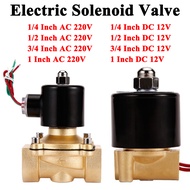 Electric Solenoid Valve Two Way Brass Normally Closed DC 12V AC 220V 1/4" 1/2" 3/4" 1" For Water Air Fuels Gas For Water / Oil / Gas Brass Water Oil Air Closed-Solenoid-Valve Normally Closed Type Solenoid Brass Valve Water Brass