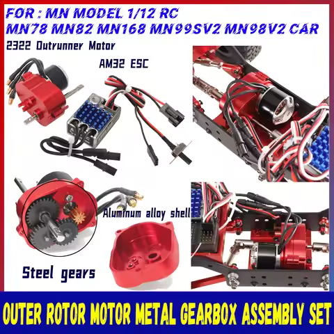 Full Metal Gearbox Upgrade Kit 2322 2600KV Brushless Motor AM32 45A ESC SM3P Plug for 1/12 RC Crawle